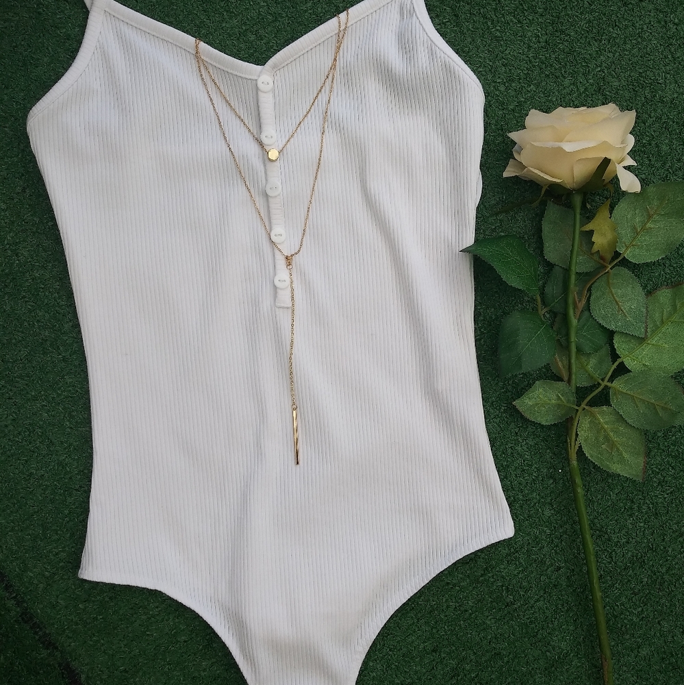 White Ribbed Bodysuit
